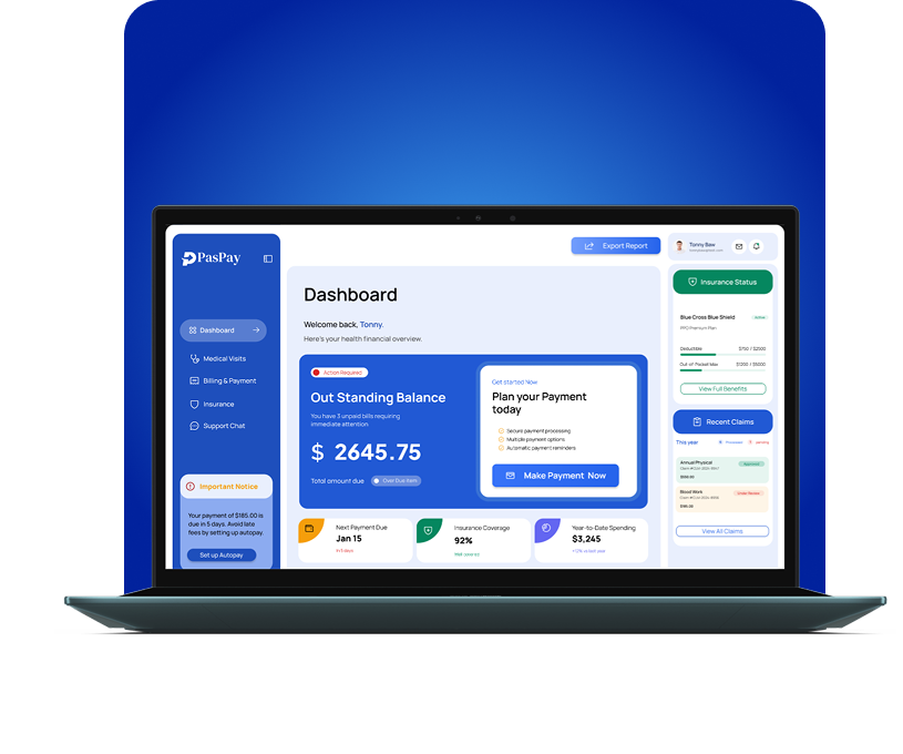 PasPay Dashboard on Laptop